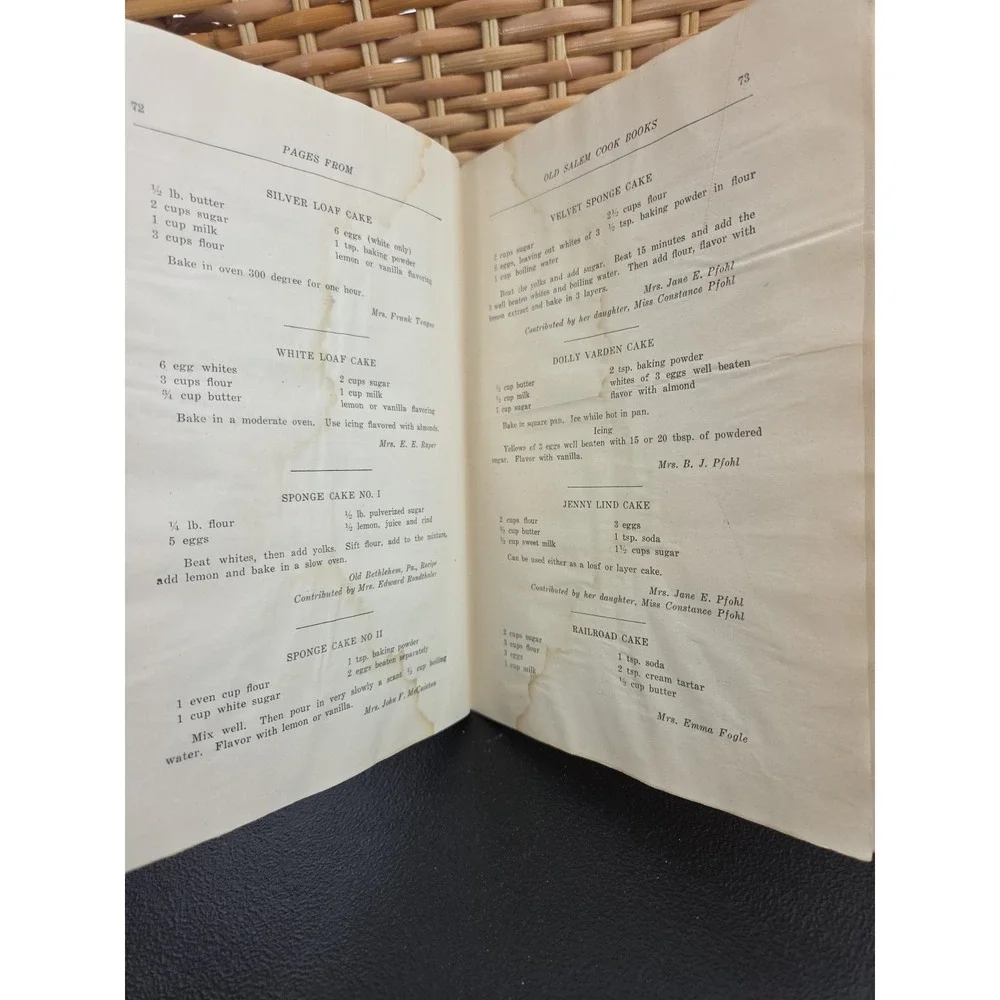 Vintage‎ 1945 Salem Cookbook Recipes Pages From The Old Winston Salem NC Book